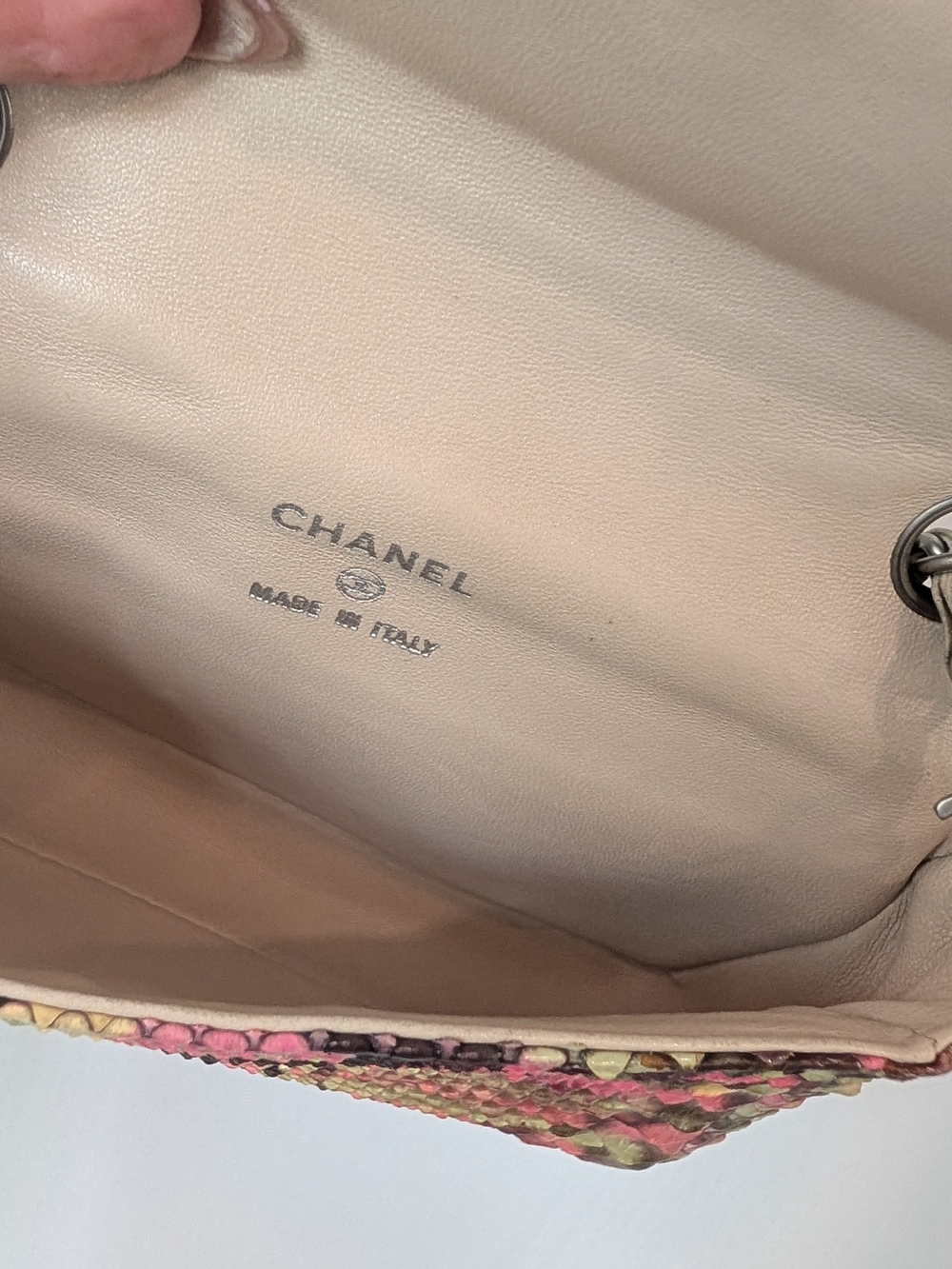 Chanel Pink & Brown Python Mini Flap Convertible Strap To Belt Bag - Picture 8 of 11